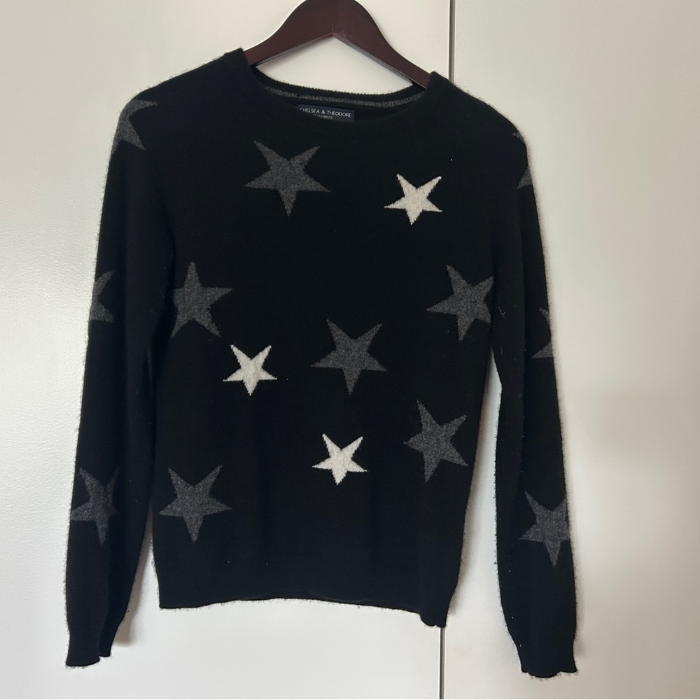 Chelsea & Theodore Black and Gray Star Sweater